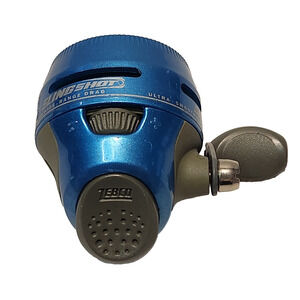 Vtg Zebco Slingshot Push-Button Spin Cast Fishing Reel Ultra Smooth Closed Face